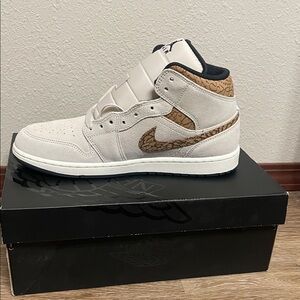 Jordan Cream and Brown High-Top Sneakers